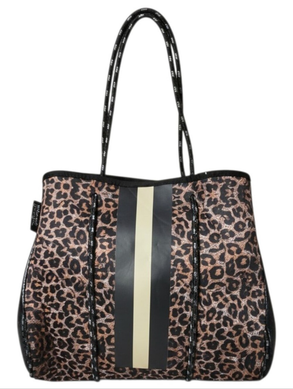 Leopard Neoprene Tote Bag Stripe Carryall Tote Girlie Girl Originals